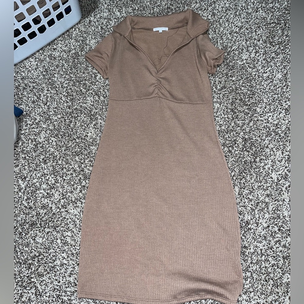 Collared tan dress